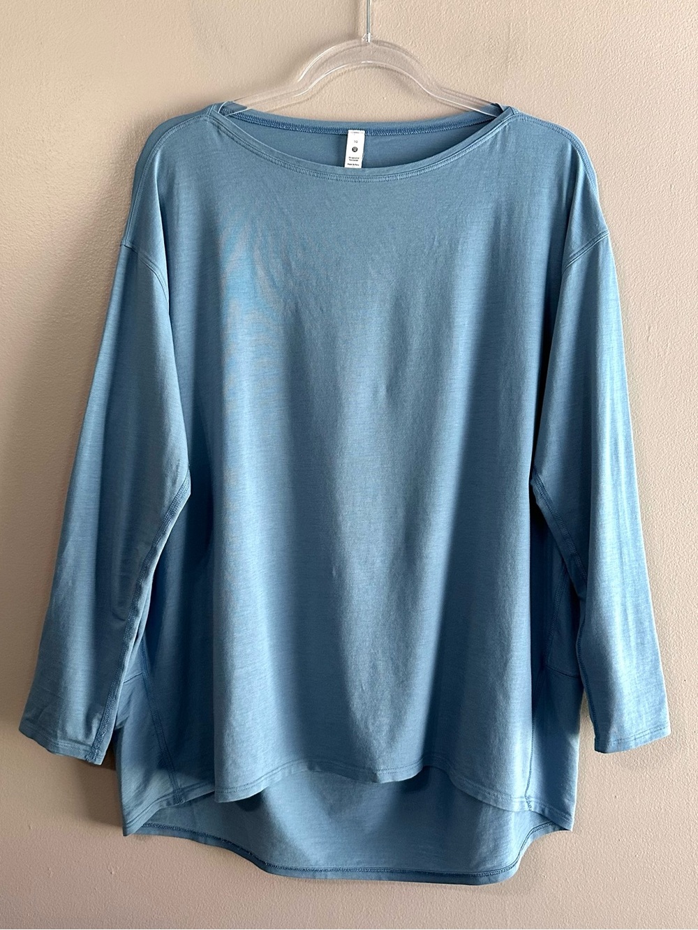 Lululemon Blue Back In Action Longsleeve Stretch Pima Workout Shirt Womens 10